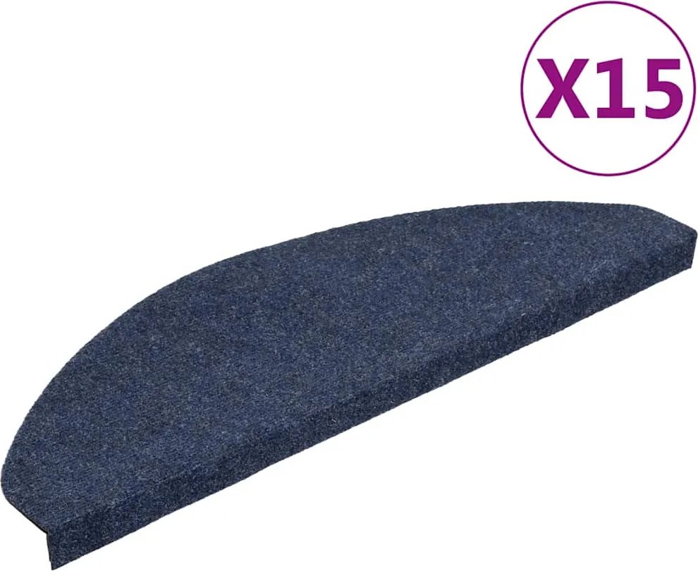 vidaXL Covorașe scări autoadezive, 15 buc., albastru, 65x22,5x3,5 cm