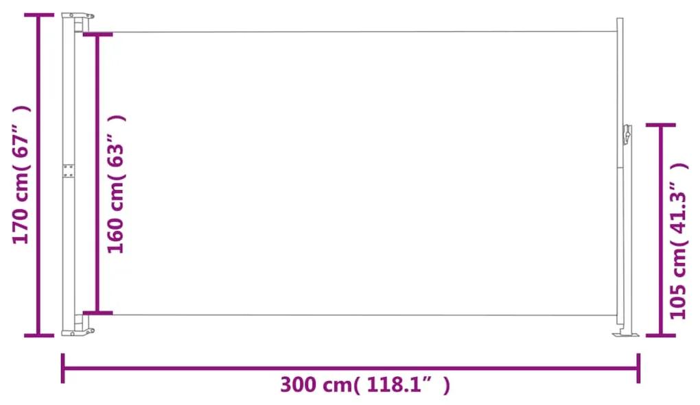 Copertina laterala retractabila de terasa, maro, 170 x 300 cm Maro, 170 x 300 cm