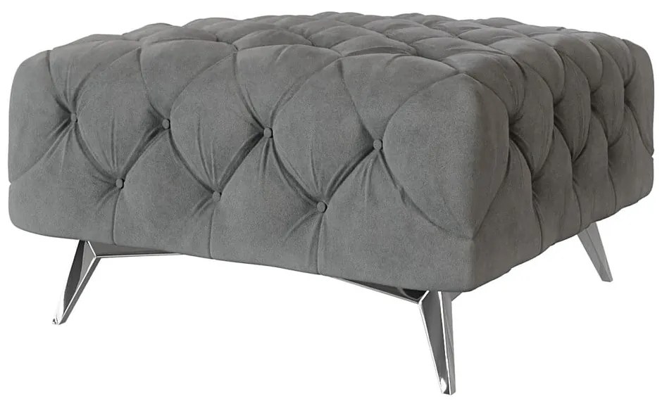 Taburet gri cu tapițerie din catifea Chelsea – Ropez