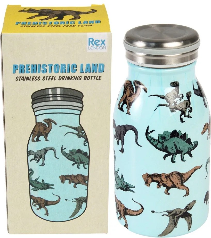 Sticlă pentru copii albastru-deschis din oțel inoxidabil 250 ml Prehistoric Land – Rex London