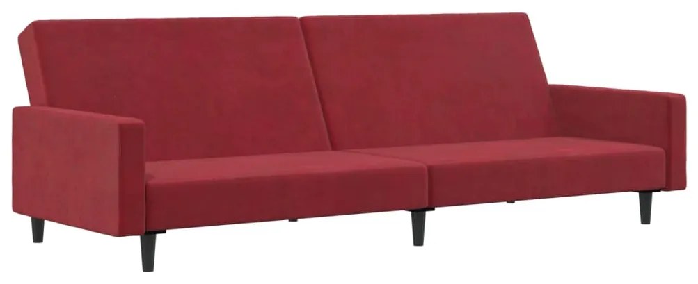 337315 vidaXL Canapea extensibilă cu 2 locuri, roșu vin, catifea