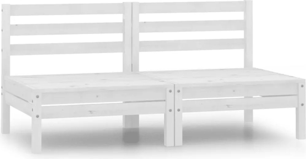 vidaXL Set mobilier de grădină cu 2 locuri, alb, lemn masiv de pin