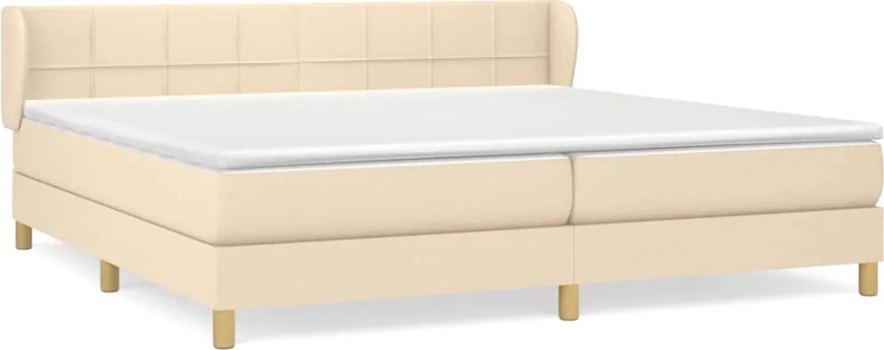 vidaXL Pat box spring cu saltea, crem, 200x200 cm, textil