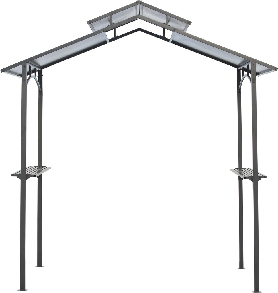 Outsunny Foisor de Gradina pentru Gratar din Otel Acoperis Dublu si Rafturi