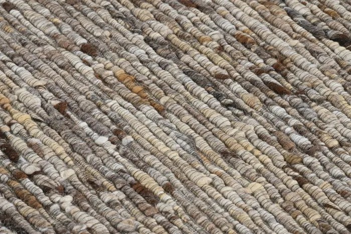 Covor din lână și bumbac țesut manual, antiderapant, maro natural, 200 x 300 cm, 2170 GSM, „Wool Cotton Carpet"