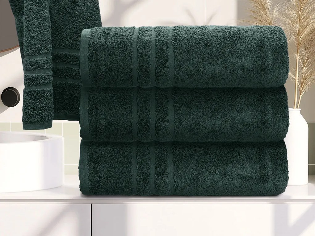 Prosop CONFORT 70 x 140 cm verde inchis, 100% bumbac