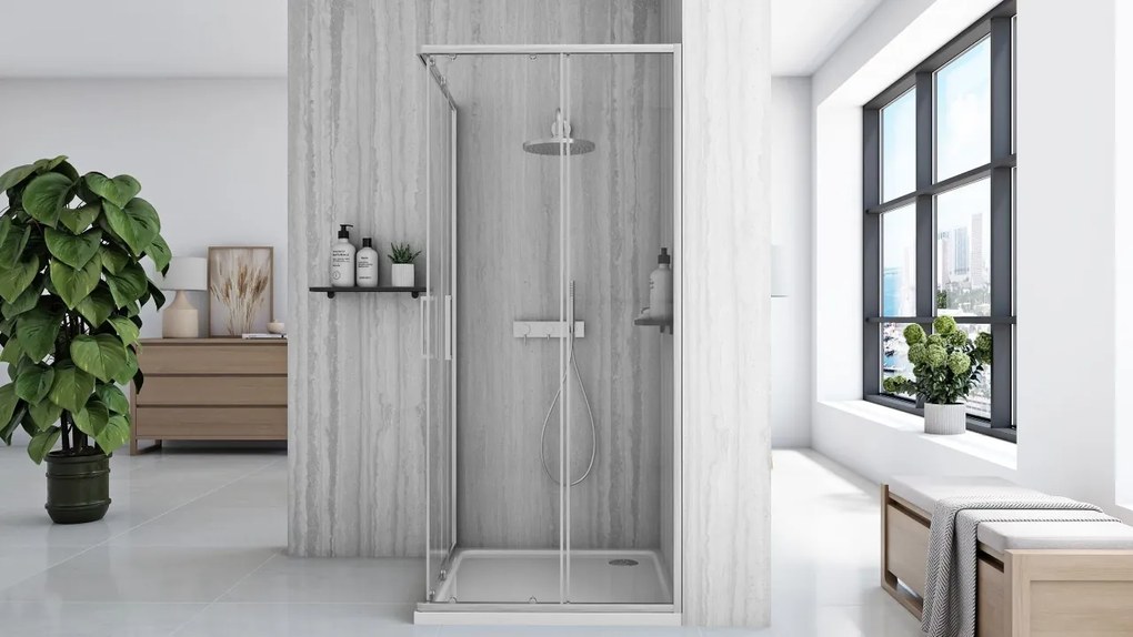 Cabină de duș Rea City 90x90 cm Nickel Brush