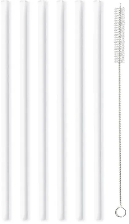 Set 6 paie din sticlă Vialli Design, lungime 20 cm, alb