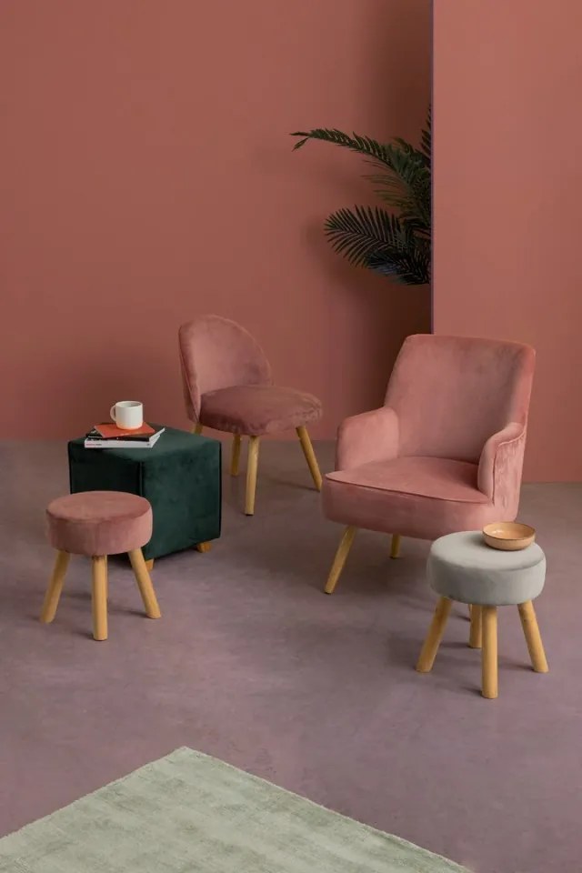 Set 2 taburete gri din catifea, Adeline Antik Bizzotto