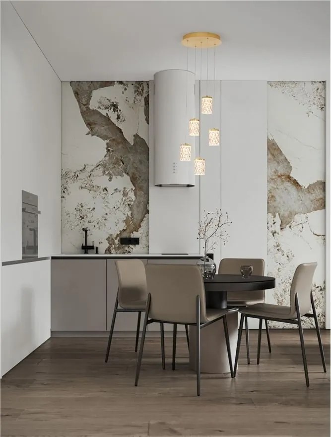 Lustra aurie cu 5 pendule LED PHOS