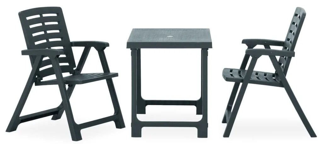 315834 vidaXL Set mobilier de bistro pliabil, 3 piese, verde, plastic