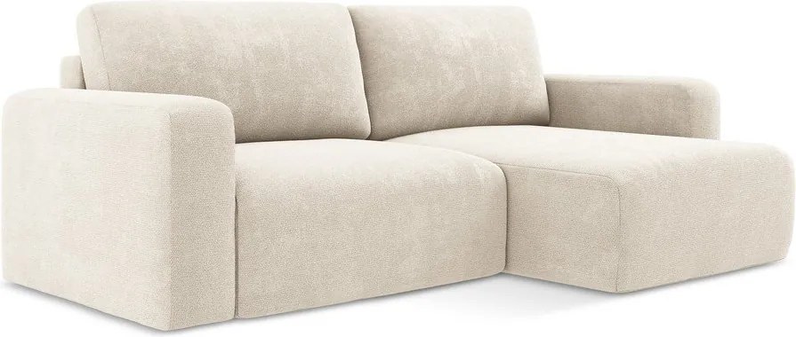 Colțar crem extensibil/cu spațiu de depozitare cu tapițerie din chenille (cu colț pe partea dreaptă/cu șezlong) Kona – Makamii