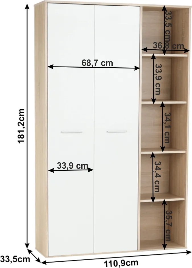 Dulap, stejar sonoma/alb, MAURUS NEW MA52