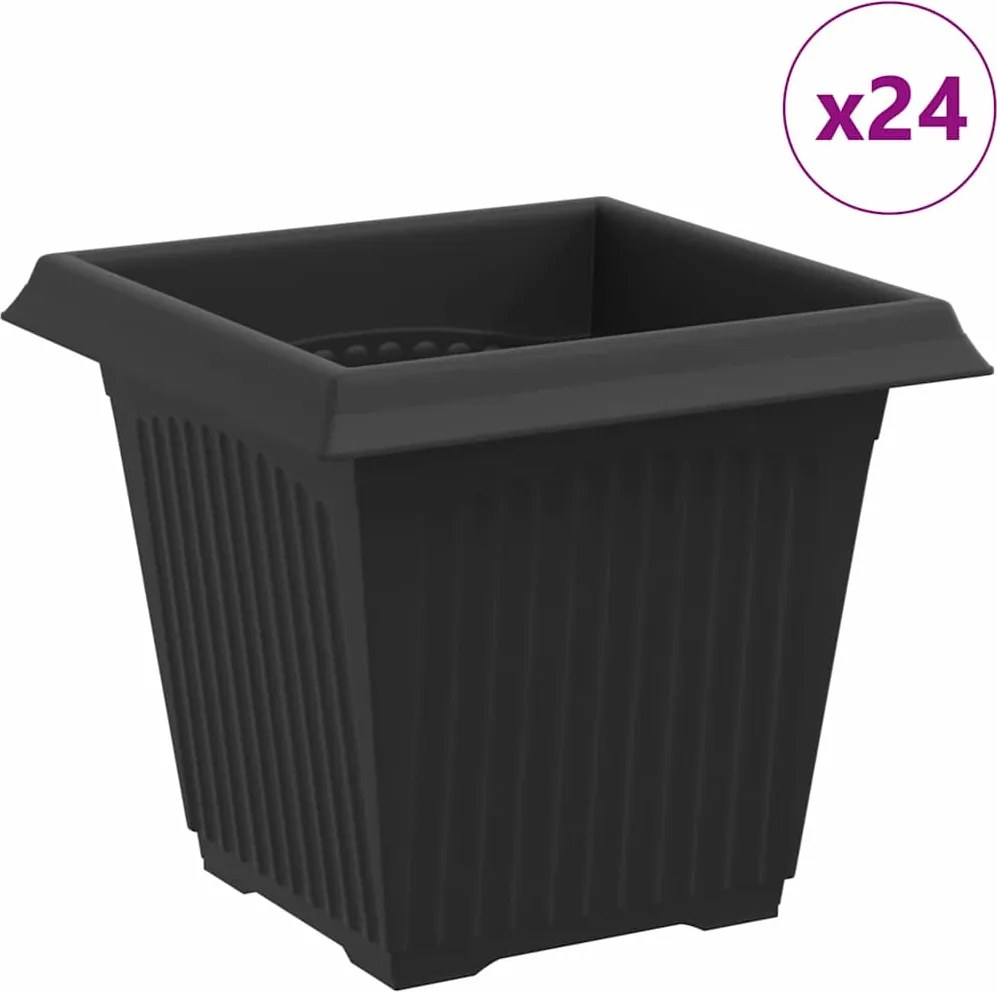 vidaXL Vază pătrată pentru flori 24 pcs Negru 16 x 16 x 14 cm Plastic