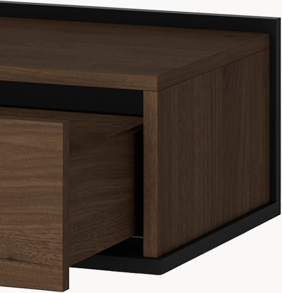 Noptieră suspendată Zenar cu sertar 50 cm - nuc elegant / negru