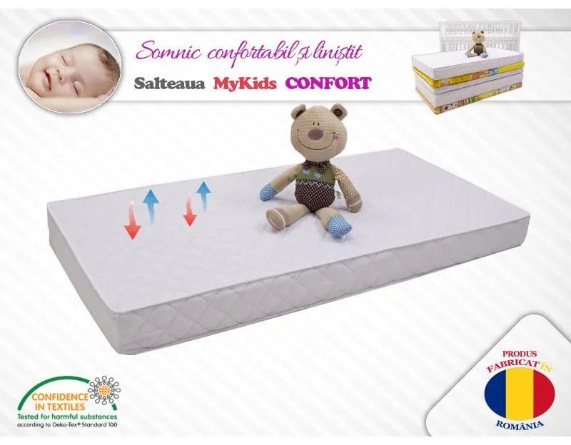 Saltea, MyKids, Confort II, Cocos si burete, Cu husa detasabila, Din bumbac, 120x60x12 cm, Alb