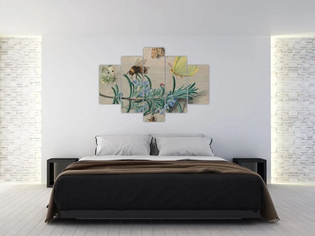 Tablou - Jan van Kessel the Elder, Insects and a Sprig of Rosemary, reproducere (150x105 cm)