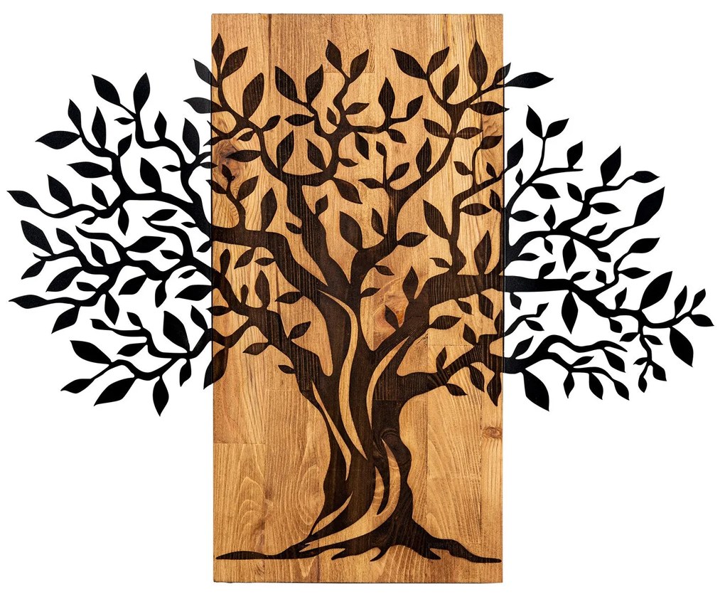 Decoratiune de perete lemn Enzo, Negru, 58x3x72 cm