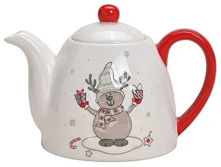 Ceainic Reindeer din ceramica alba 14 cm