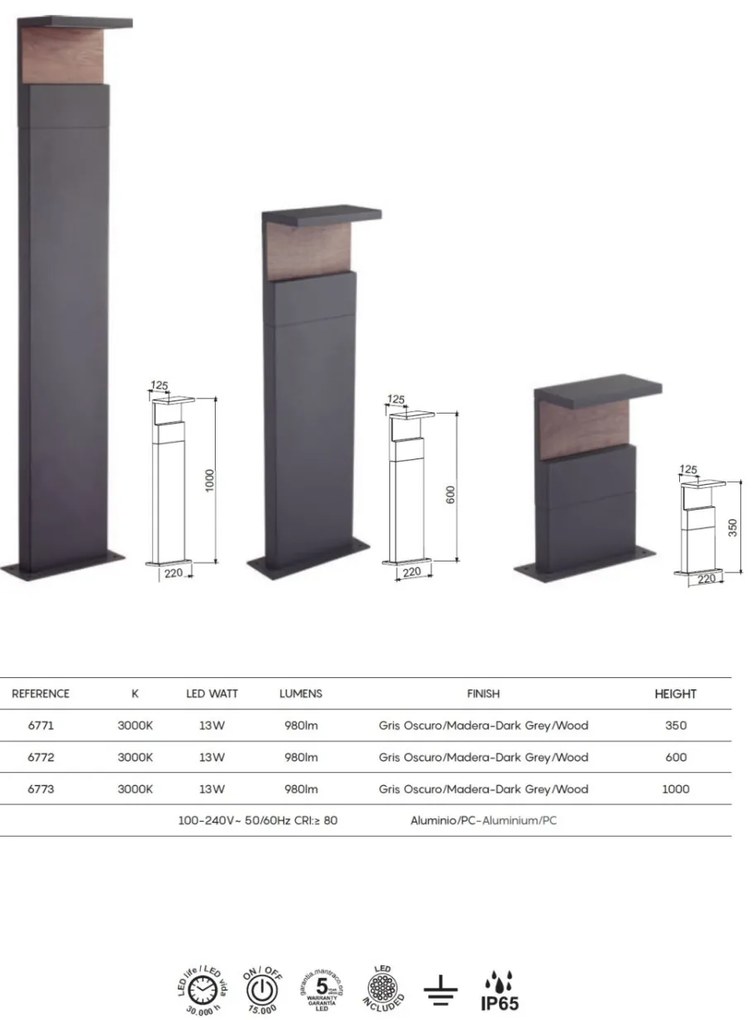 Stalp LED iluminat exterior IP65 RUKA H-60cm
