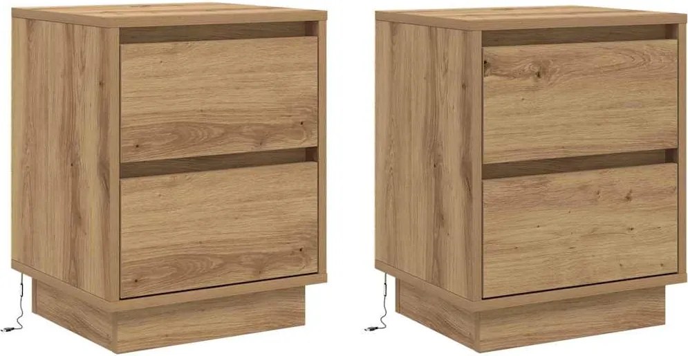 vidaXL Dulap de noapte 2 pcs Stejar Artizanal 39 x 34,5 x 50 cm