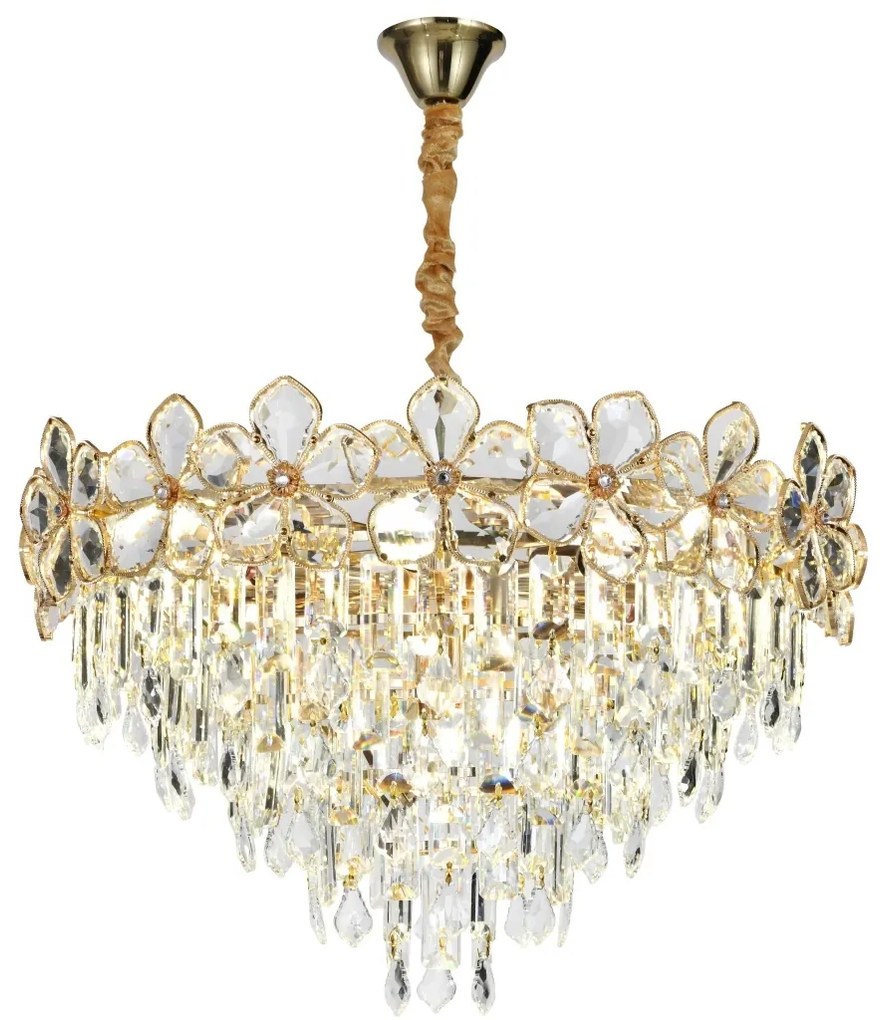 Candelabru 75001-600 – cristale elegante și finisaj auriu, 10 socluri E14 💫