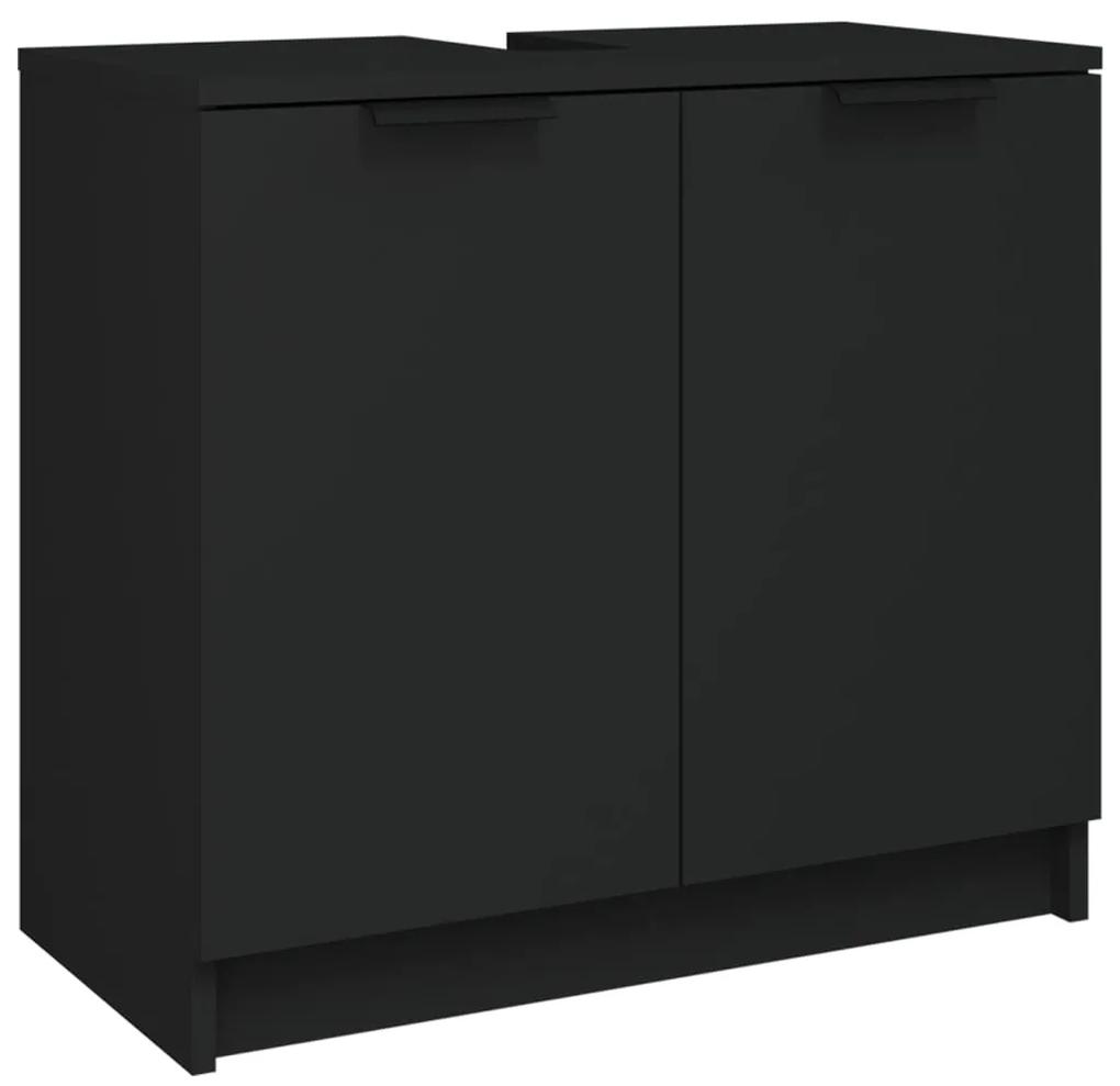 811305 vidaXL Dulap de baie, negru, 64,5x33,5x59 cm, lemn compozit
