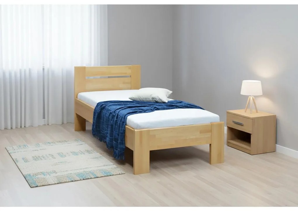 Pat AMBER din lemn masiv 90x200 cm, fag