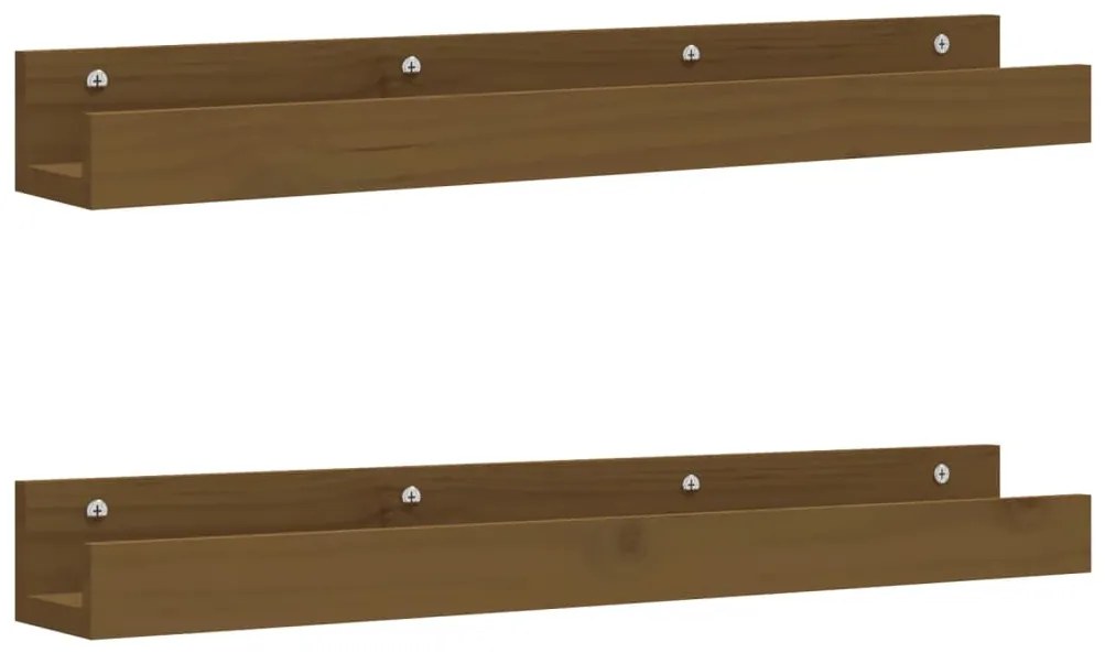 vidaXL Rafturi de perete 2 buc. maro miere 80x12x9 cm lemn masiv pin