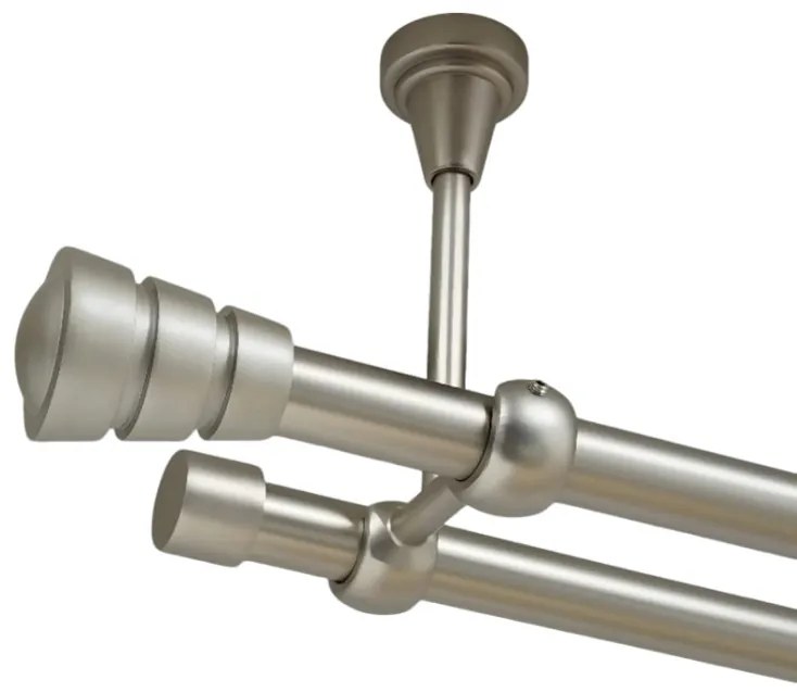Galerie dubla corso fara inele prindere tavan 19/19 mm crom mat (Alege marime: 400 cm)