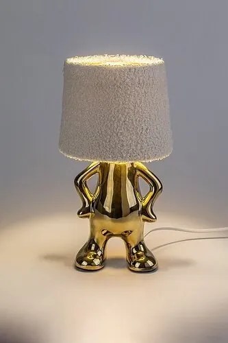Veioza/Lampa de masa decorativa Smurfy auriu/crem