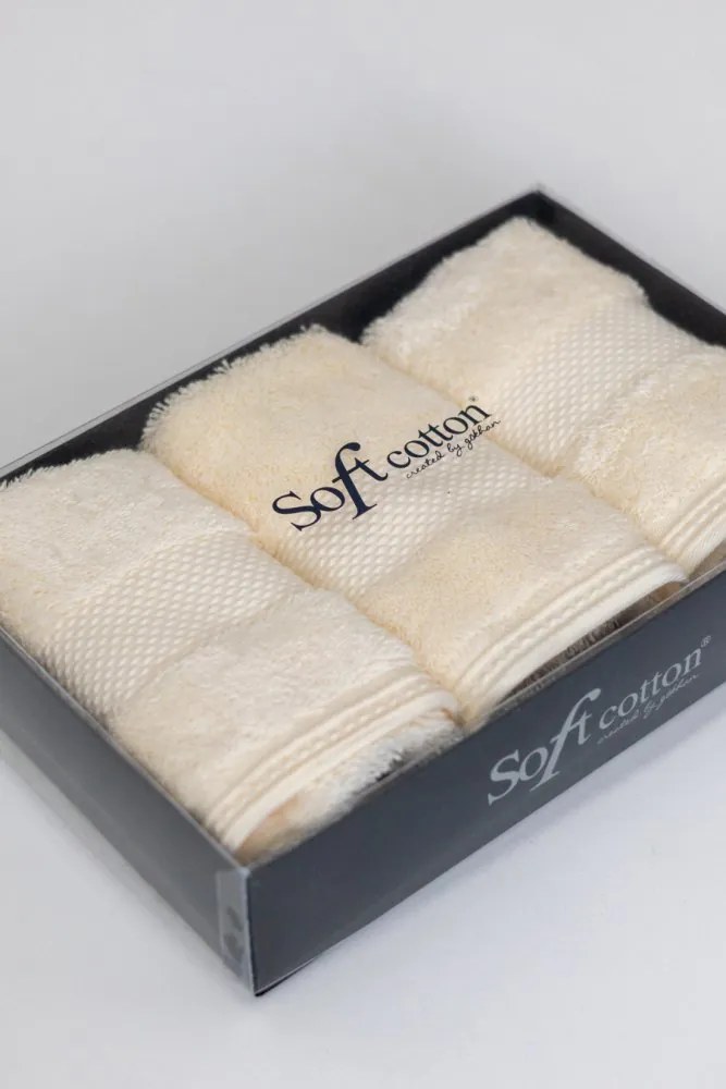 Set cadou prosoape mici DELUXE, 3 buc Crem