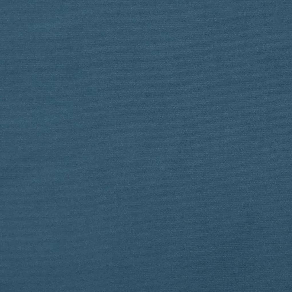 Cadru de pat cu tablie, albastru inchis, 160x200 cm, catifea Albastru inchis, 160 x 200 cm, Culoare unica si cuie de tapiterie