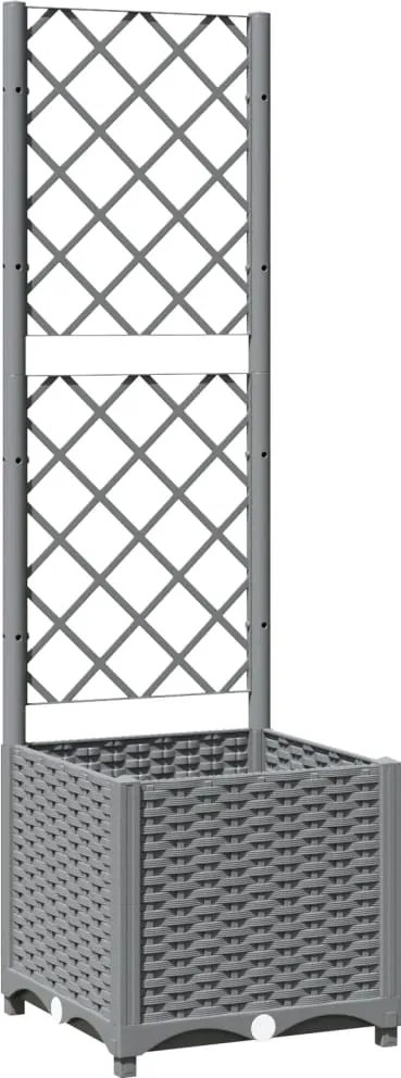 vidaXL Jardinieră de grădină cu spalier, gri deschis, 40x40x136 cm, PP