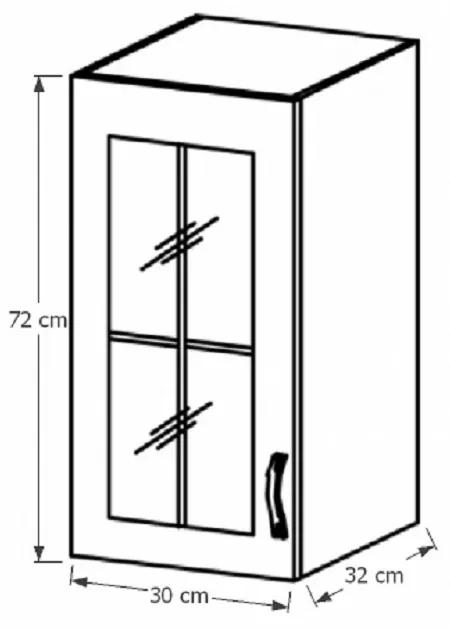 Zondo Dulap superior de bucătărie so sticlăm G30S Provense (alb + sosna andersen) (S). 1015176