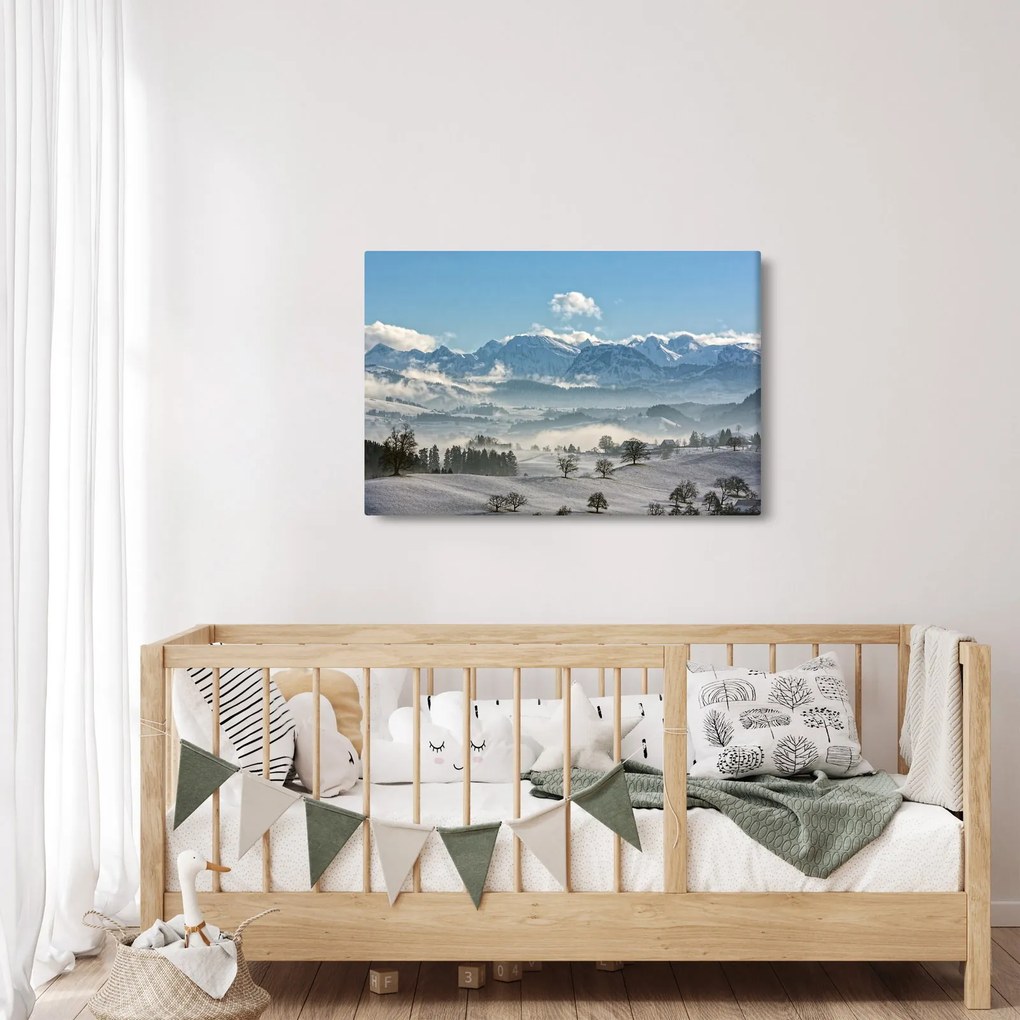 Tablou cu munții înzăpeziți (90x60 cm)