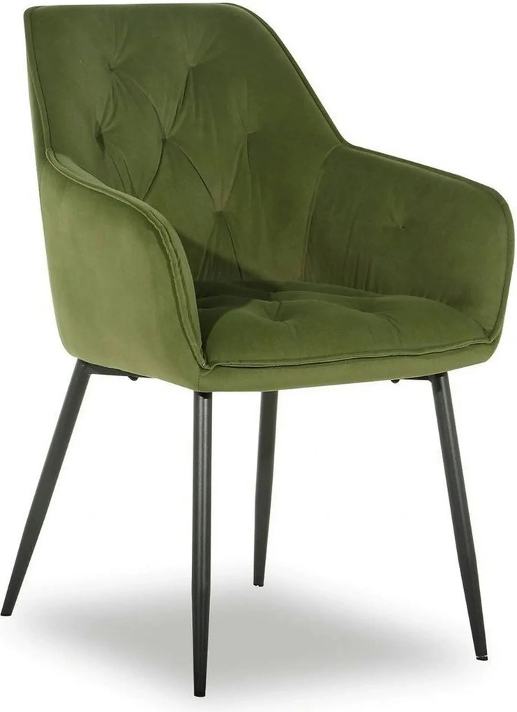 Scaun BEL NEW, verde/negru, stofa catifelata/metal, 58x63x86 cm