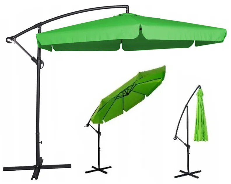 Umbrelă de grădină verde deschis cu suport
