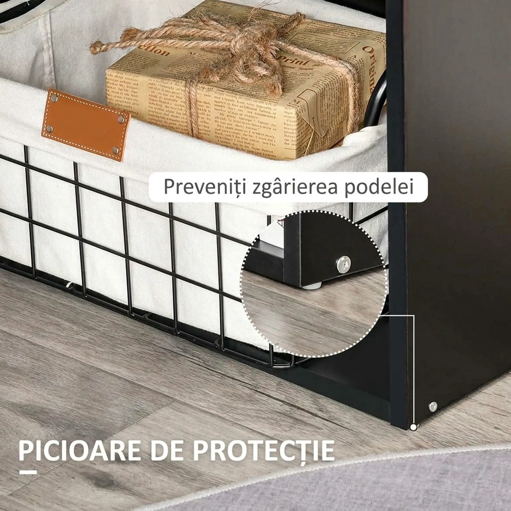 Birou Modern pentru Acasa cu Rafturi de Depozitare pe 6 Niveluri, Masa de Scris cu Raft pentru Carti, Negru HOMCOM | Aosom Romania