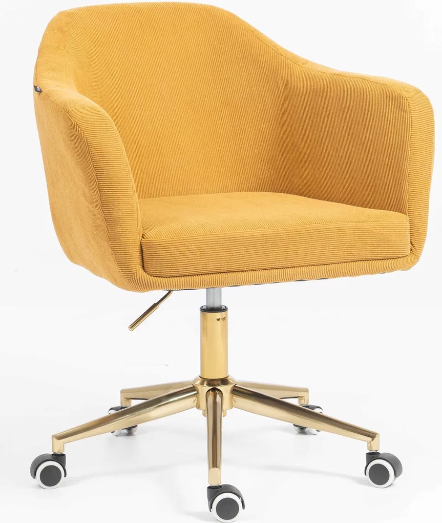 HR832K Scaun Catifea Reiată Premium culoare Curry Galben cu Bază Aurie