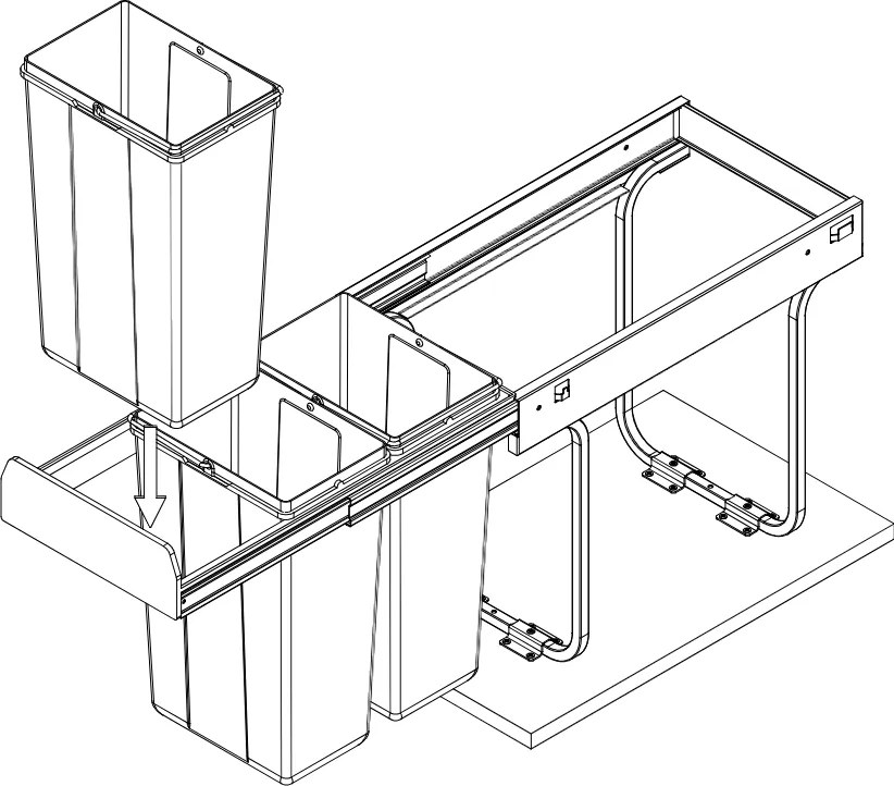 Cos gunoi incorporabil GTV Practi Eco, colectare selectiva, pentru corp de 450 mm, gri antracit, 2 x 10 l + 1 x 20 l Gri antracit, Plastic, L:415 mm;