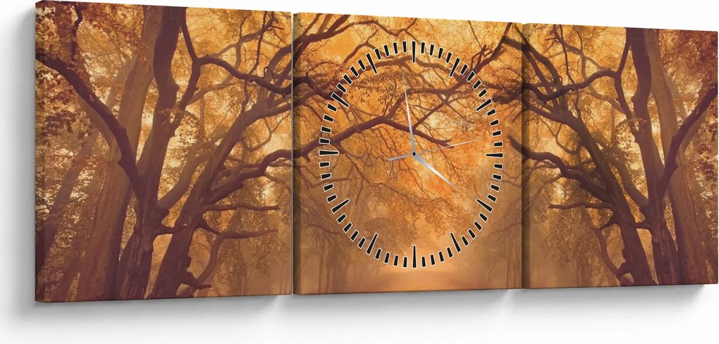 Tablou - Peisaj de toamnă cu drum (cu ceas) (90x30 cm)