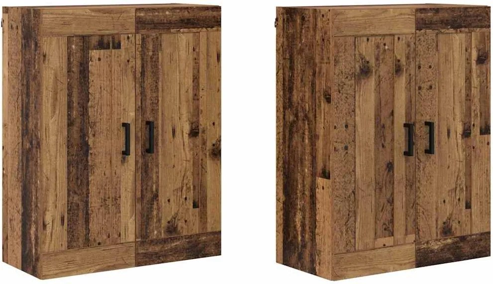 vidaXL Cabinet suspendat Pe perete 2 pcs Lemn vechi 69,5 x 34 x 90 cm