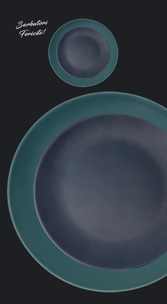 Set Cadou 4 Farfurii MADE Pantone (2 Farfurii Mari Verde Mat 26cm, 2 Farfurii Desert Indigo 21cm)