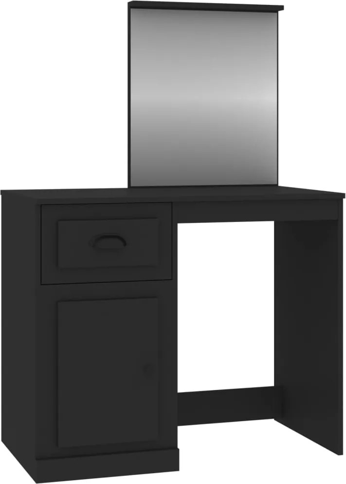 vidaXL Masă de toaletă cu oglindă, negru 90x50x132,5 cm lemn prelucrat