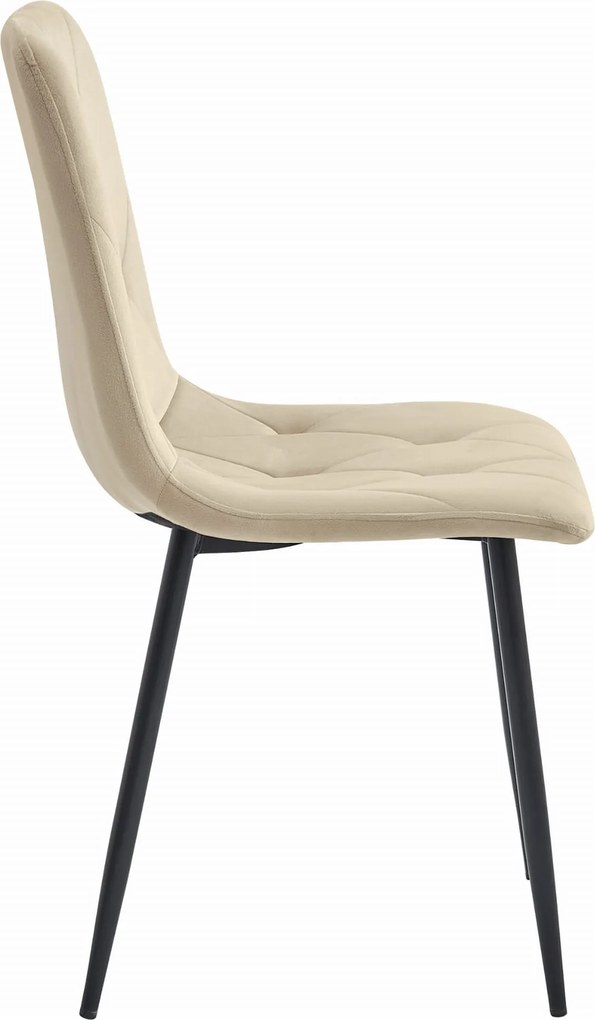 OFERTA Scaun de dining din catifea bej deschis LIBRA cu picioare negre II. calitate