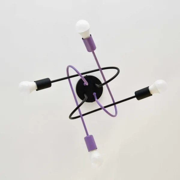 Lustră aplicată OXFORD 4xE27/15W/230V negru/mov