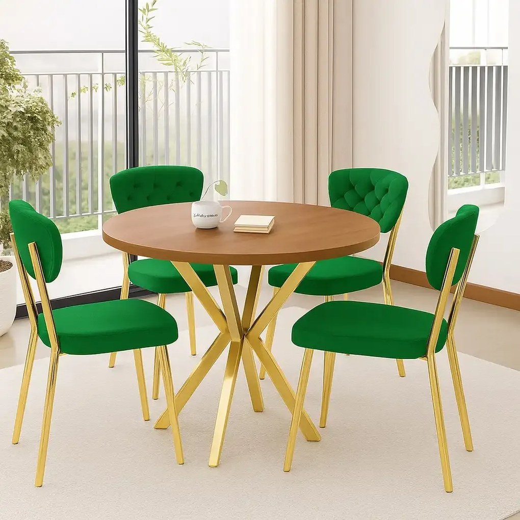 Scaun Barton, verde, profil din metal,auriu