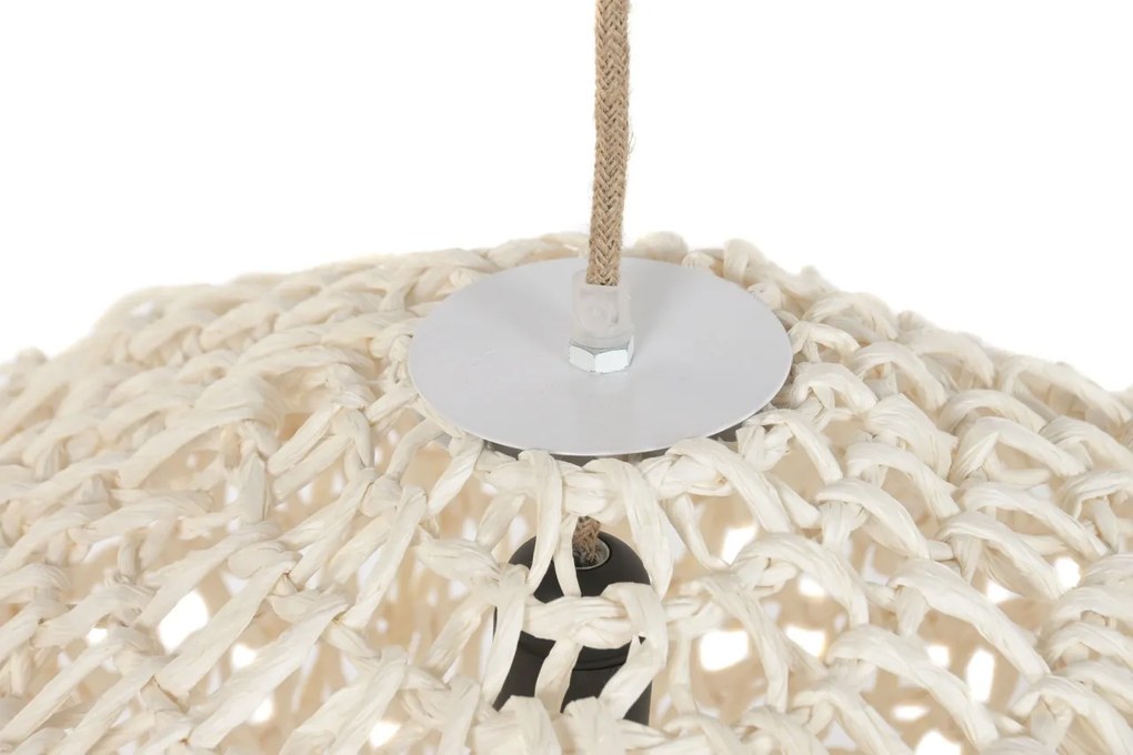 Lustră suspendată din fibre naturale împletite, natur, 35 x 65 cm, „Conches”