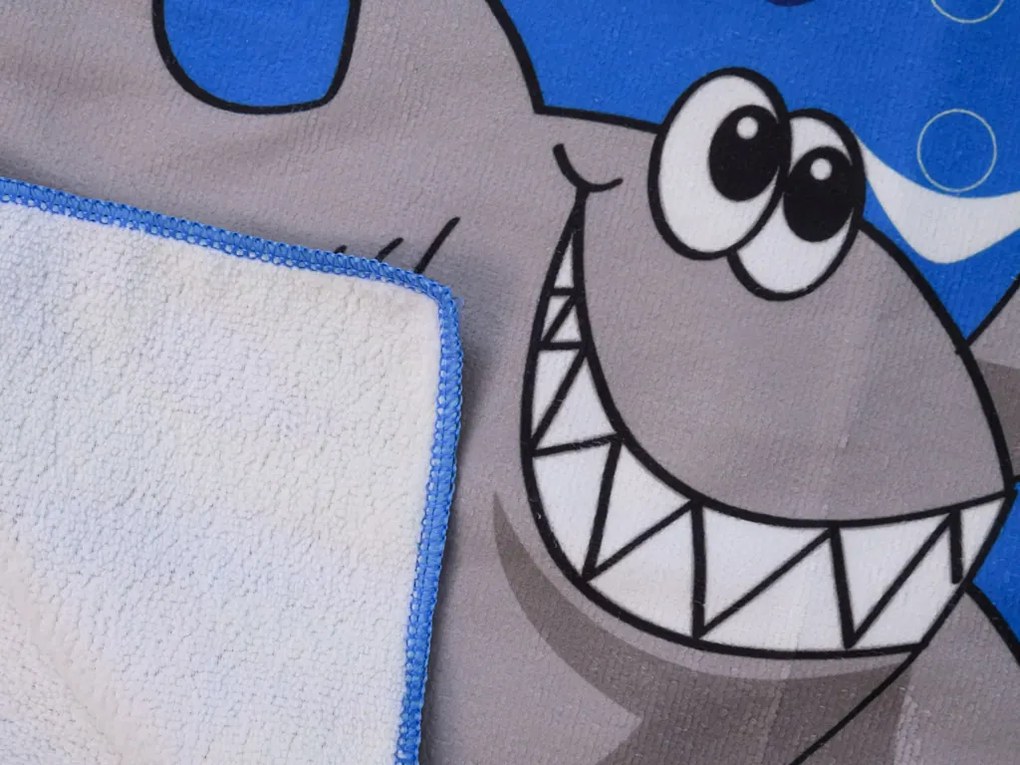 Poncho pentru copii TWO SHARKS albastru - diferite marimi Dimensiune: 60 x 90 cm
